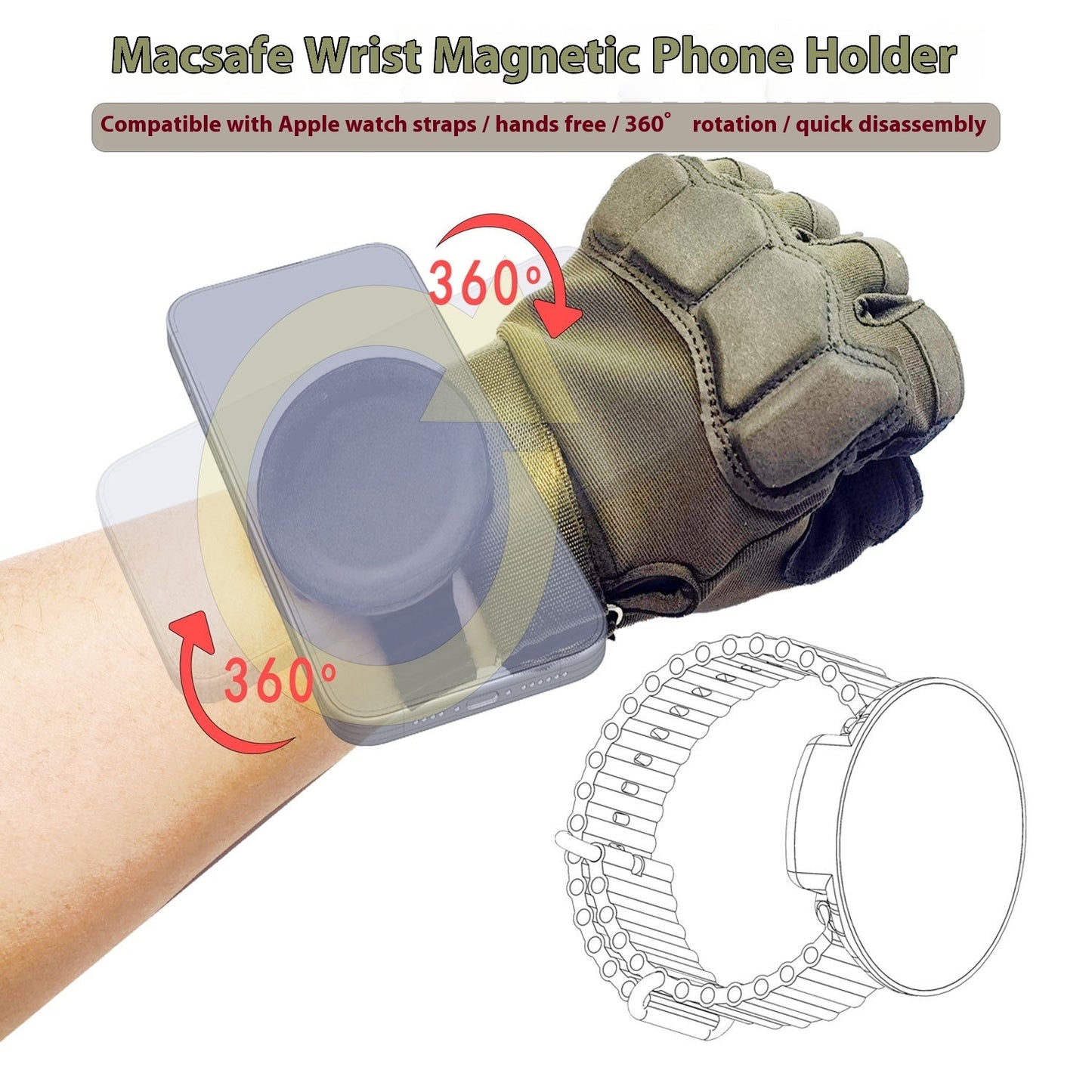 Portable Magnetic Wrist Mobile Phone Holder