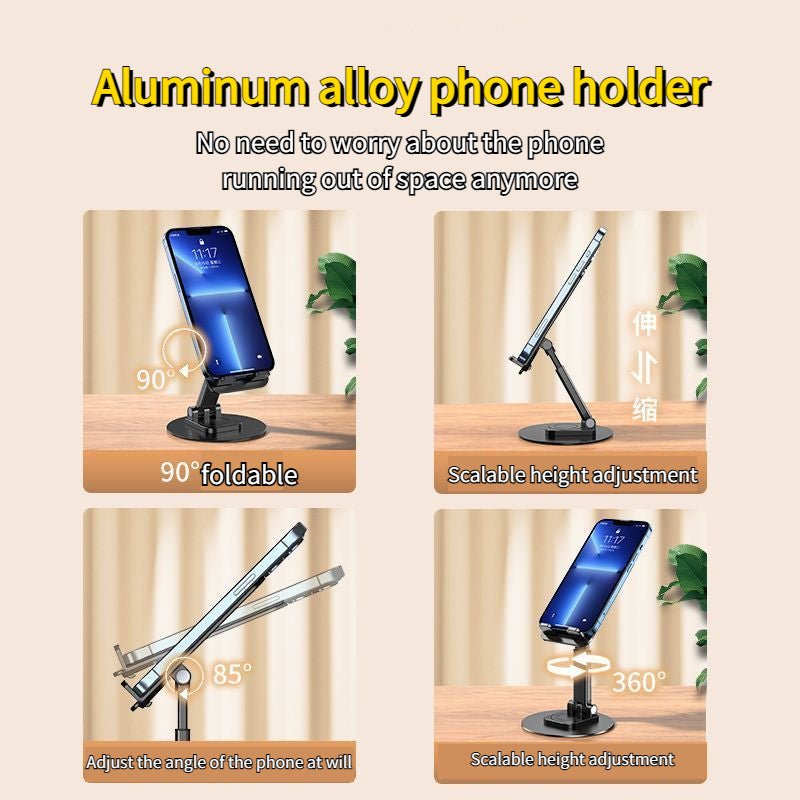 Foldable Phone Stand For Desk - Height Adjustable Cell Phone Holder