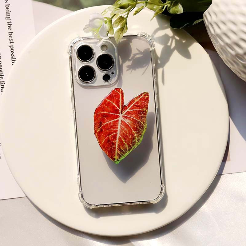 Acrylic Artificial Plant Leaf Airbag Foldable Mobile Phone Holder