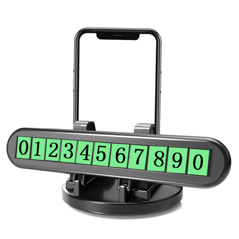 Rotating Car Phone Holder Luminous Temporary Parking Number Plate