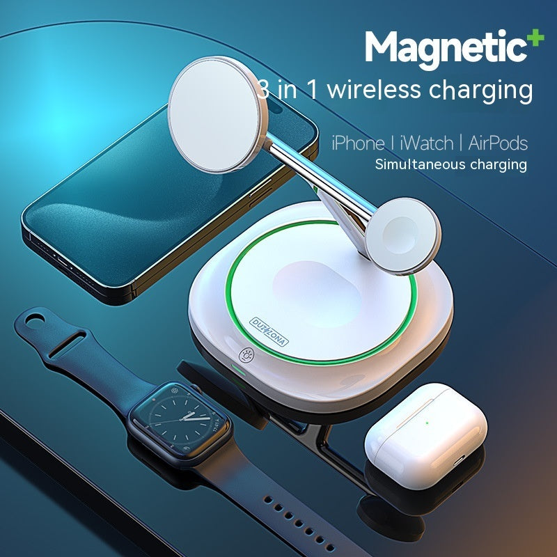 Mobile Phone Three-in-one 15W Magnetic Suction Wireless Charger