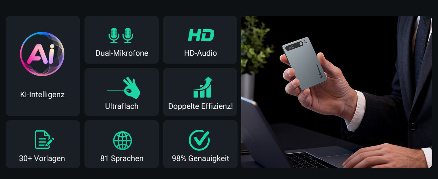 MECHEN 64GB AI Voice Recorder for Conference & Call