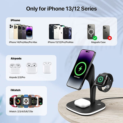 Magnetic Three-in-one Wireless Phone Charger