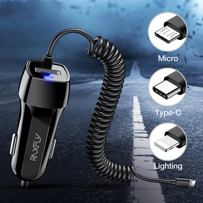 USB Car Phone Charger Spring Wire