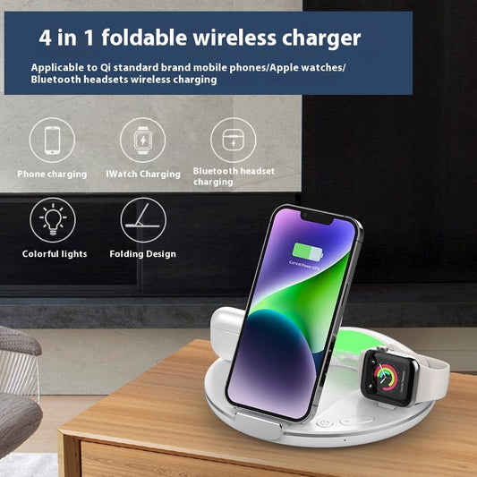 Folding Three-in-one Wireless Charger Phone Holder