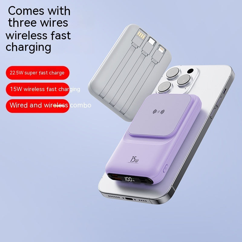 Magnetic Wireless Charger Power Bank With Cable Super Fast Charge