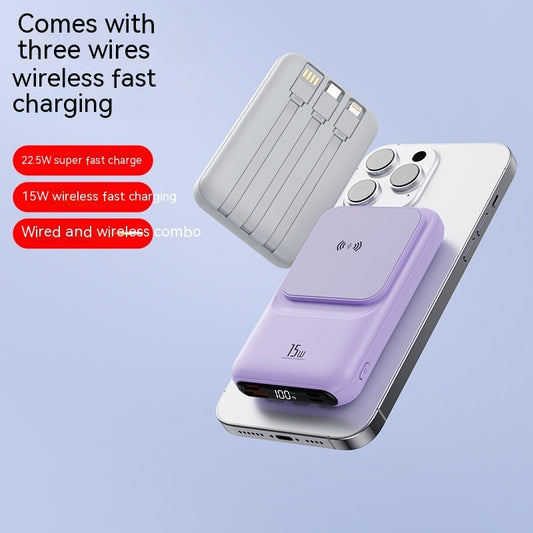 Magnetic Wireless Charger Power Bank With Cable Super Fast Charge
