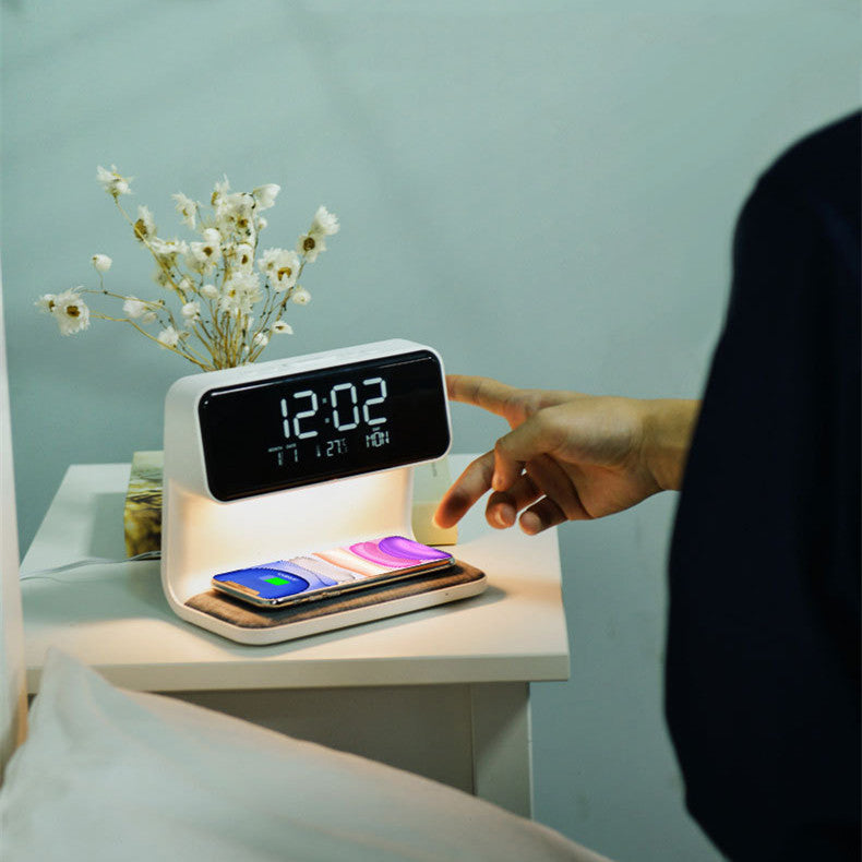 Creative 3 In 1 Bedside Lamp Wireless Charging LCD Screen