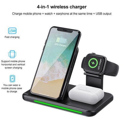 15W Four-in-one Wireless Charger 12 Mobile Phone Watch Three-in-one