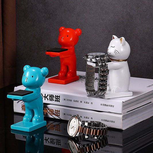 Creative Cat Watch Table Cute Bear Display Stand