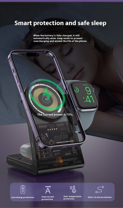 Transparent Three-in-one Wireless Charger Electrical Magnetic Stand