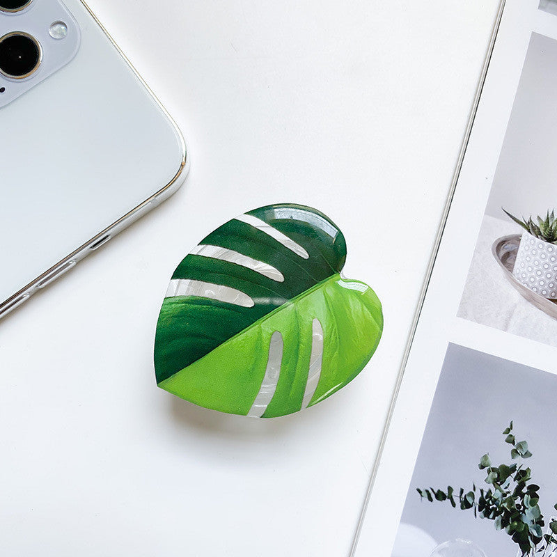 Cute Green Leaves Smartphone Holder Finger Stand