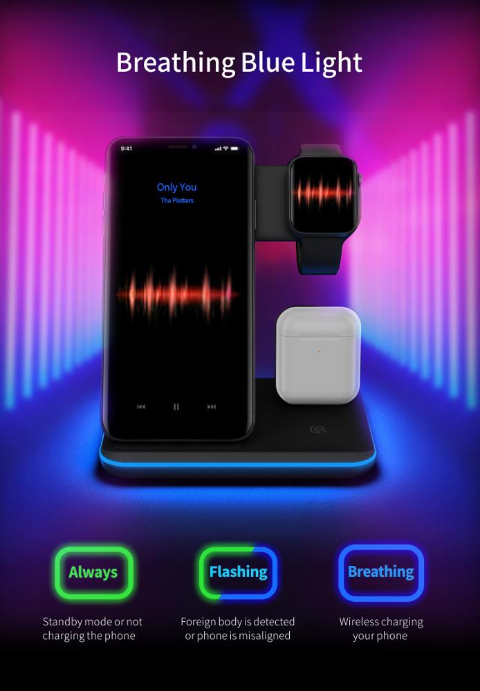 Mobile Phone Watch Earphone Wireless Charger 3 In 1 Wireless Charger Stand