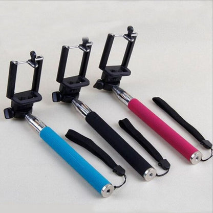 Stainless Steel 7 Section Telescopic Tube Black Selfie Stick Bluetooth