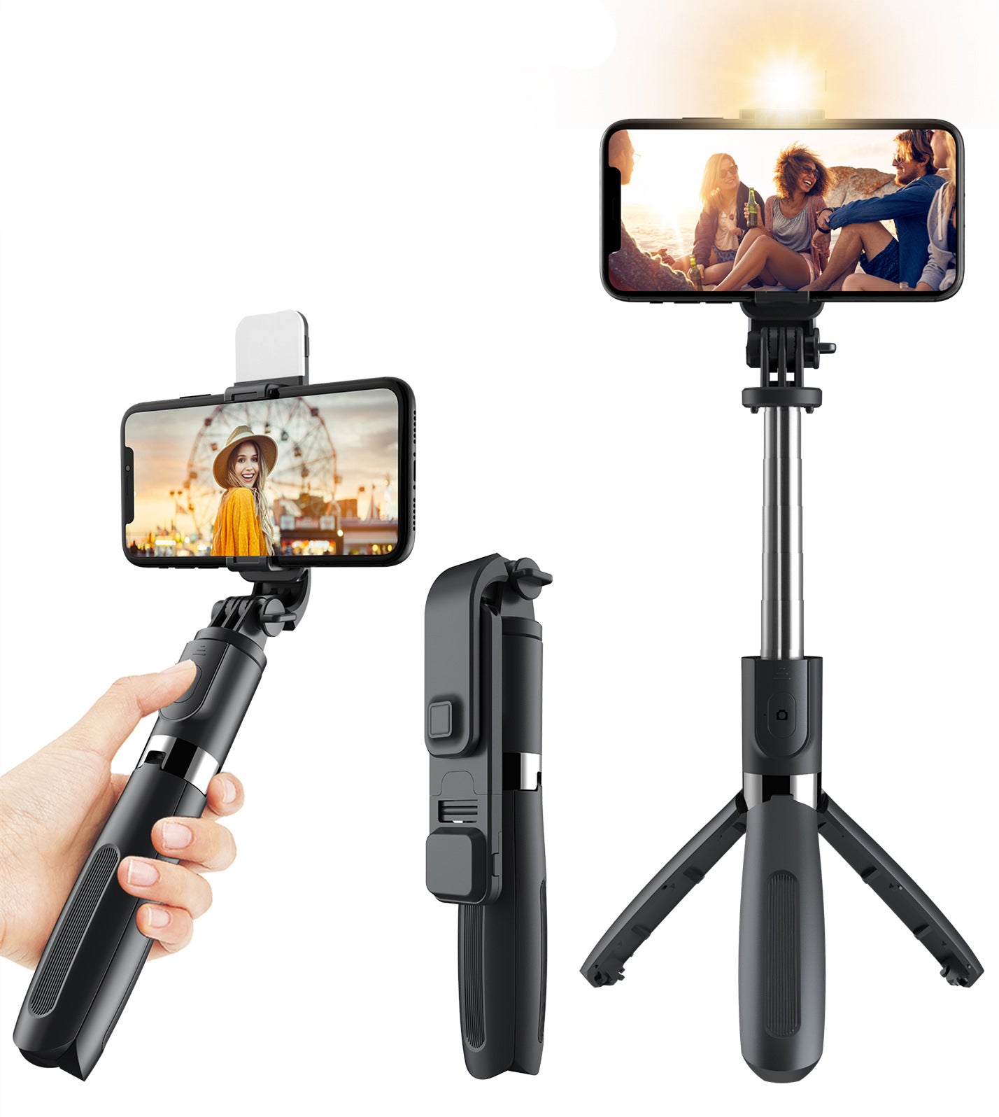 3 in1 Bluetooth Wireless Selfie Stick Tripod 102cm Foldable & Monopods