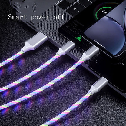 3 in 1 Micro USB Type C Cable LED Flowing Light