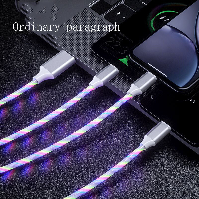 3 in 1 Micro USB Type C Cable LED Flowing Light