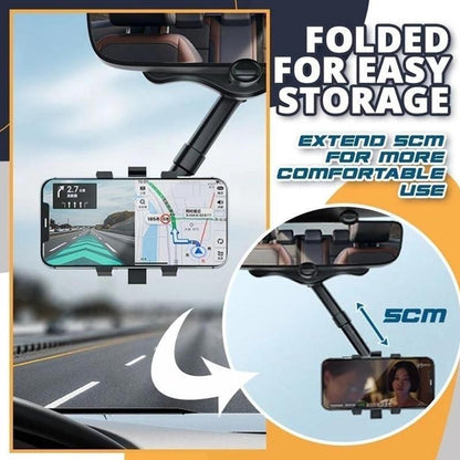 Mirror Phone Holder For Car Rotatable And Retractable Car Phone Holder
