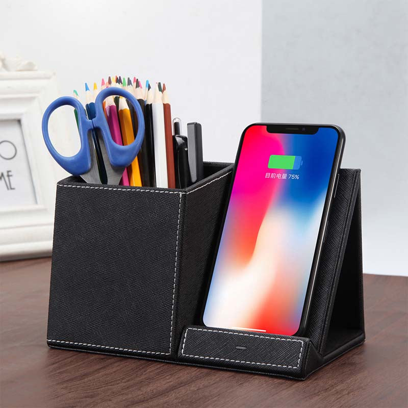 Leather Pen Holder Wireless Charger Wireless Phone Charger