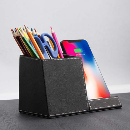 Leather Pen Holder Wireless Charger Wireless Phone Charger