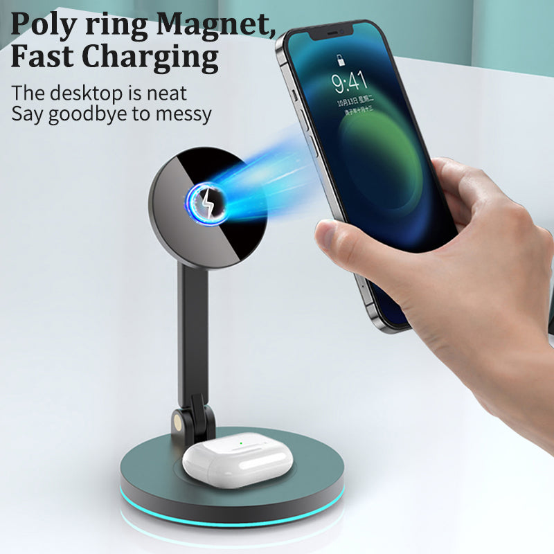 2 in 1 Magnetic Wireless Charger Stand For Mini Pro Max Fast Charging