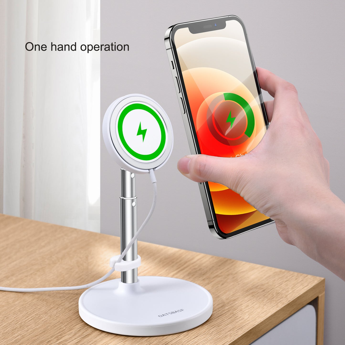 Magnetic Wireless Phone Charger Stand Adjustable Telescopic