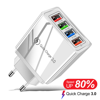 USB Charger Quick Charge 3.0 4 Ports Phone Adapter Portable Charger Fast Charger