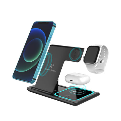 Three in one Mobile Phone Watch Headset Wireless Charger Folding Stand