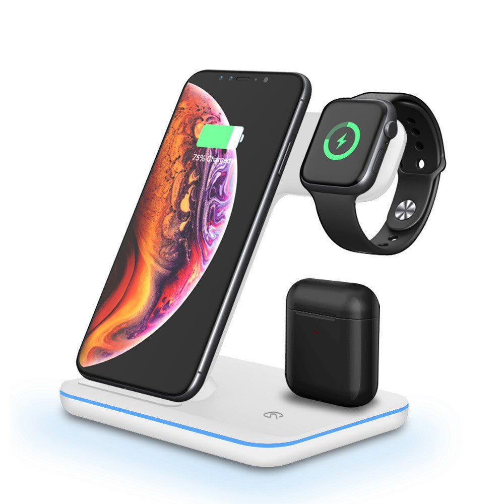 Vertical Three in one Wireless Mobile Phone Watch Charger