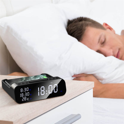 15W Three in one Wireless Charger Temperature Tester Multi Alarm Clock