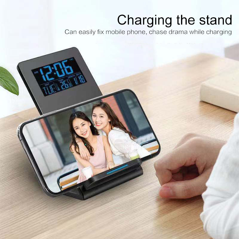 Alarm Clock Wireless Charger Mobile Phone Holder  Desktop