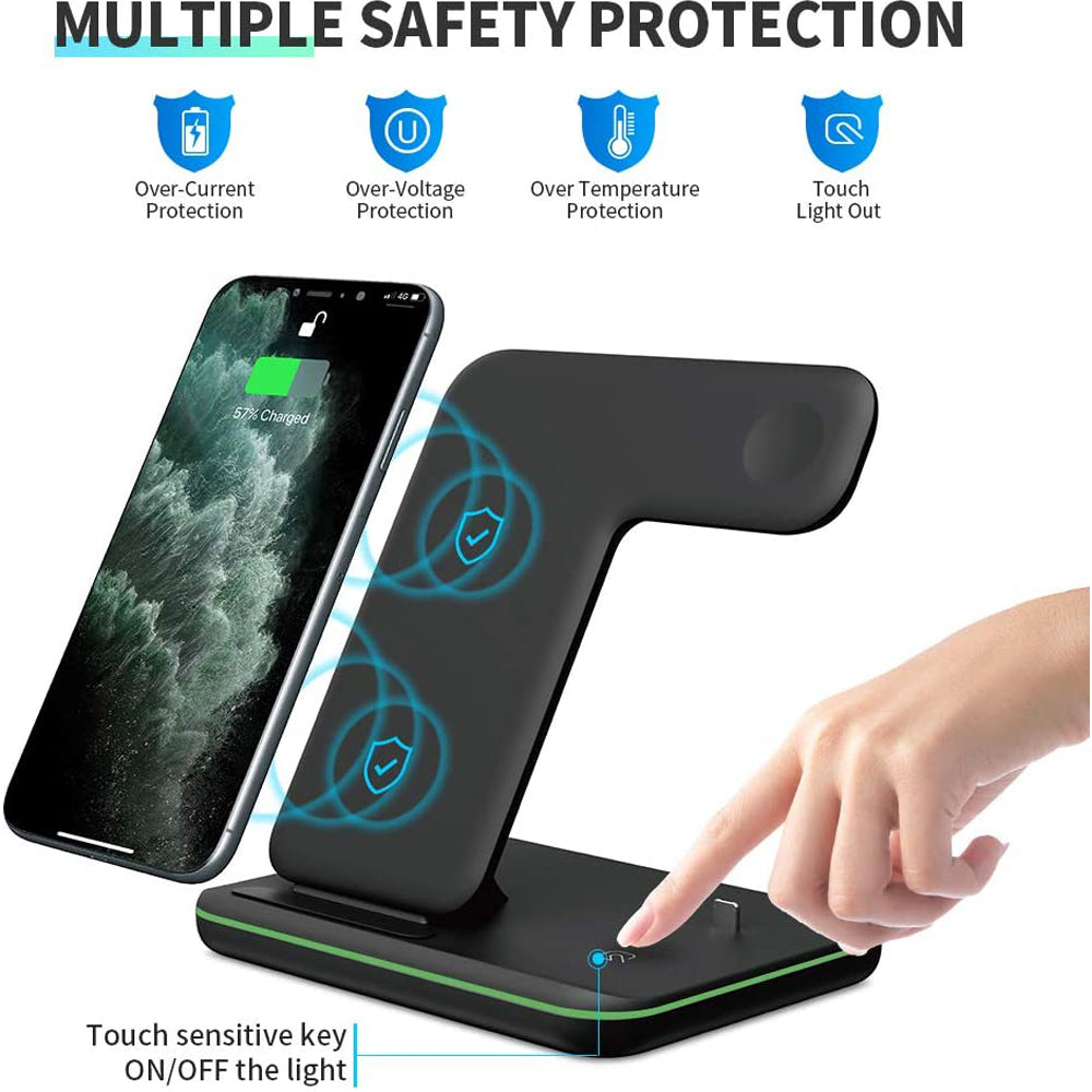 Mobile Phone Watch Earphone Wireless Charger 3 In 1 Wireless Charger Stand