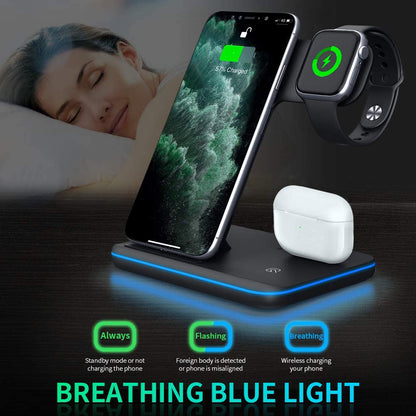 Mobile Phone Watch Earphone Wireless Charger 3 In 1 Wireless Charger Stand