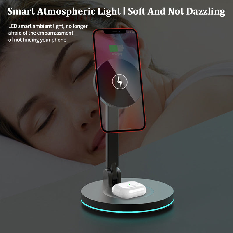 2 in 1 Magnetic Wireless Charger Stand For Mini Pro Max Fast Charging