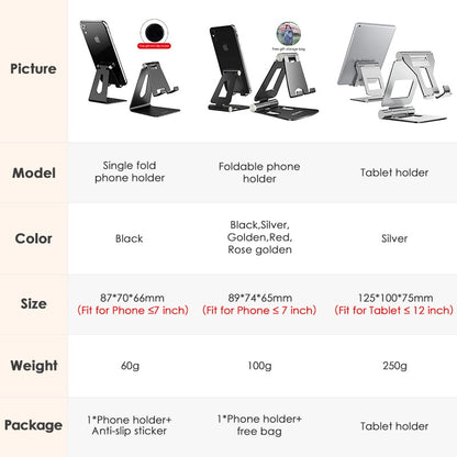 Metal Phone Holder Foldable Mobile Phone Stand Desk