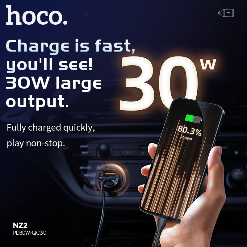 USB Car Charger PD 30W Fast Charging Supercharge