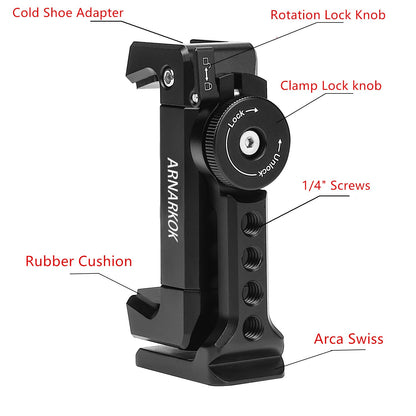 Aluminum Phone Tripod Mount w Cold Shoe Mount