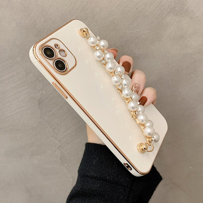 6D Plating Pearl Chain Phone Case