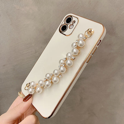 6D Plating Pearl Chain Phone Case