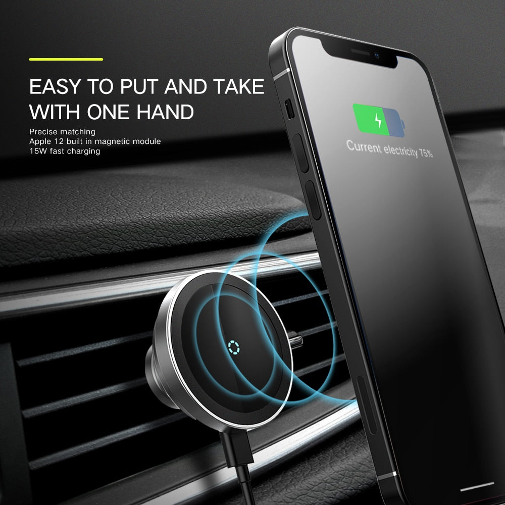 15W Magnetic Car Phone Holder Wireless Charger