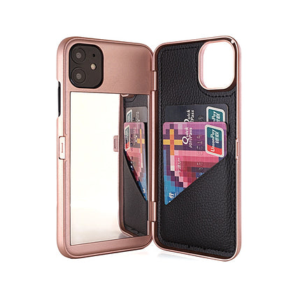 Card Slot Wallet Mirror Women Cover Flip