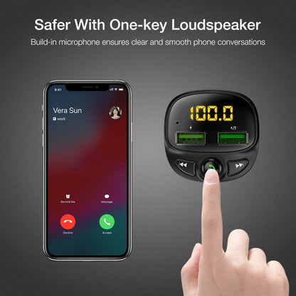 USB Car Charger For Phone Bluetooth Wireless