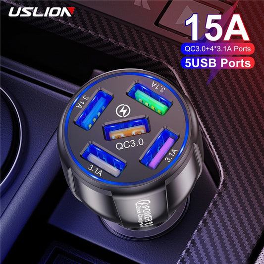 5 Port Fast Charging Car USB Charger