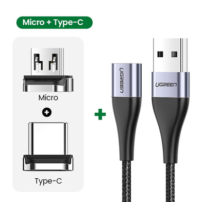 UGREEN USB C Cable Magnetic USB Type C for Xiaomi Samsung Magnetic Micro USB C Cable 3A Fast Charging Type C Charger Wire Cord