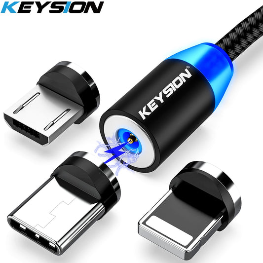 KEYSION LED Magnetic USB Cable Fast Charging Type C Cable Magnet Charger Data Charge Micro USB Cable Mobile Phone Cable USB Cord