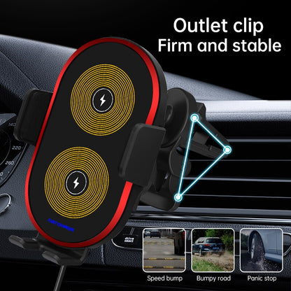 Dual Coils Wireless Car Charger Holder Cell Phone