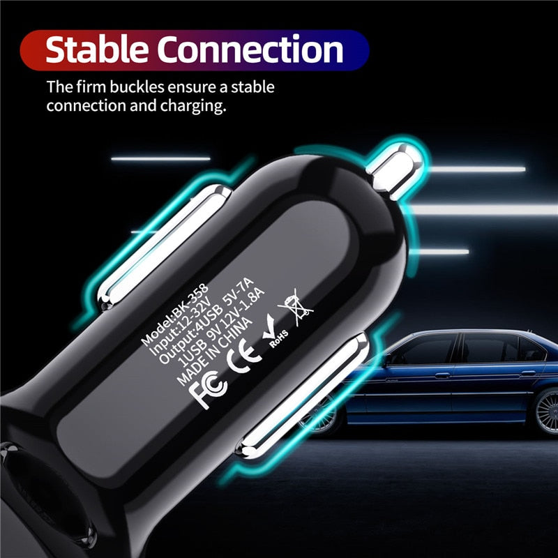 USLION 4 Ports USB Car Charge 48W Quick 7A