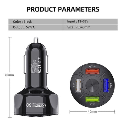 USLION 4 Ports USB Car Charge 48W Quick 7A