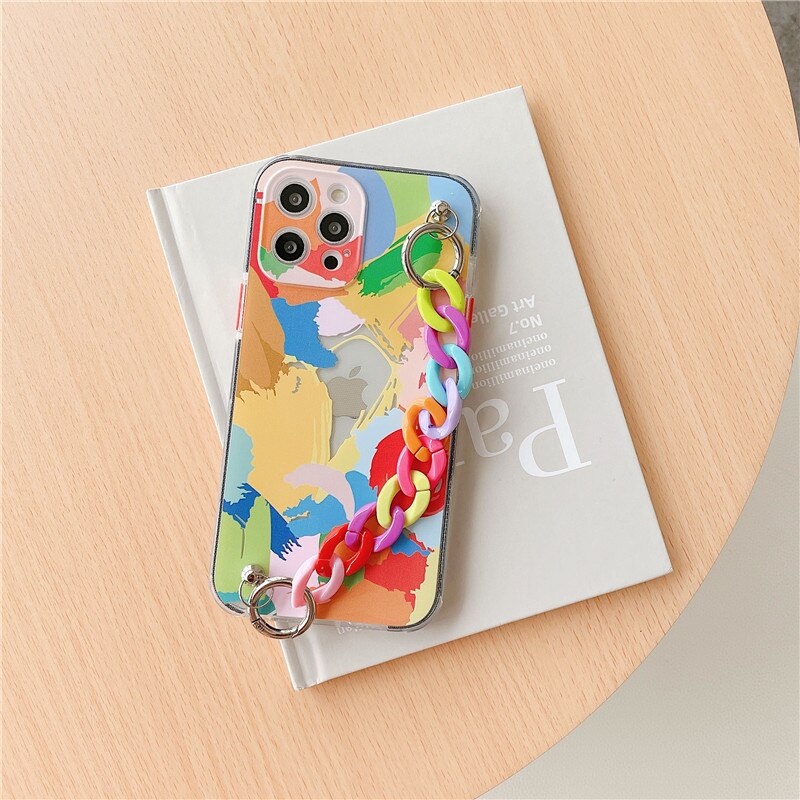 Transparent Graffiti Wrist bracelet soft Phone Cases