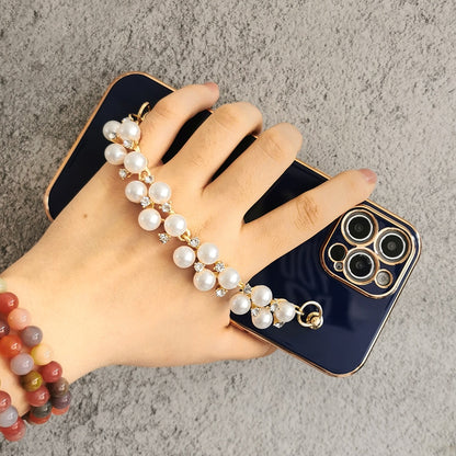 6D Plating Pearl Chain Phone Case